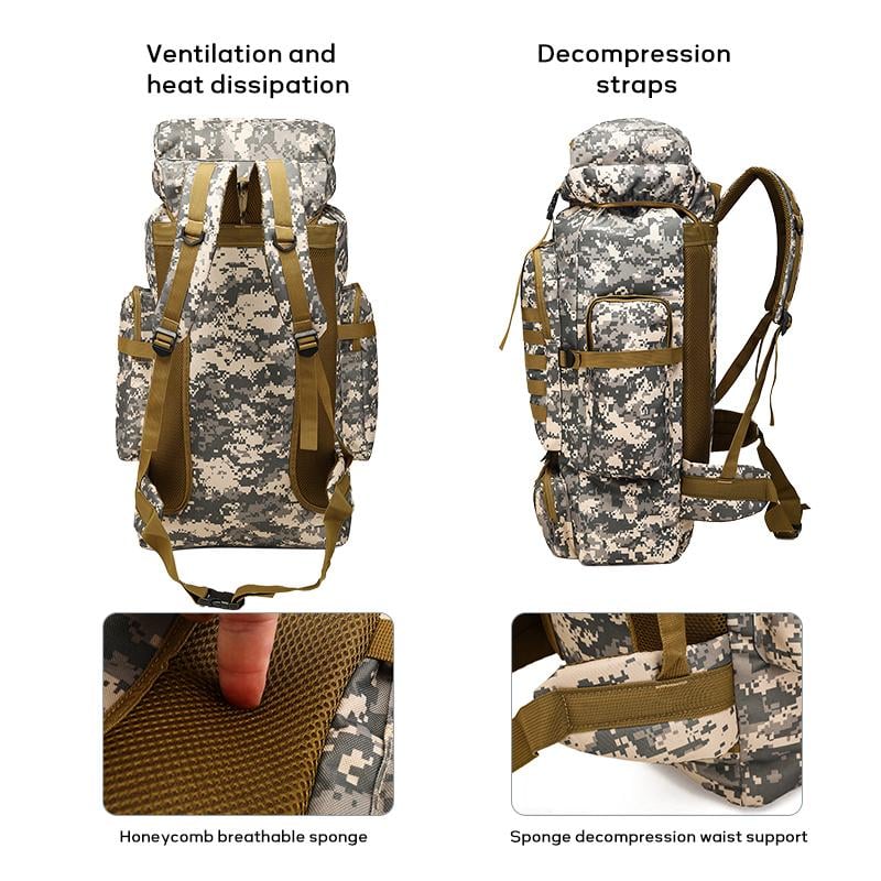 Prepper Bags, 80L Big Forest Bugout Bags, 600D Oxford Fabric Go Bag