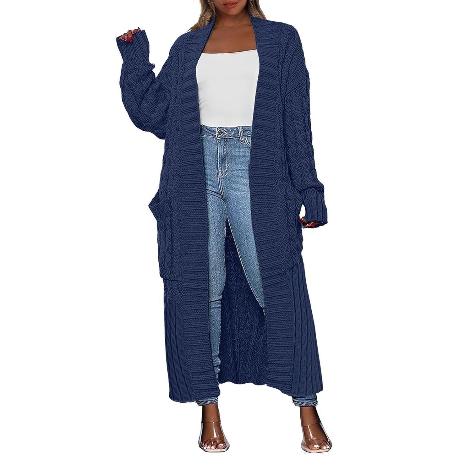 Women's Long Cardigan 2025 Oversized Coat Long Sleeve Open Cardigan Knitted Extra